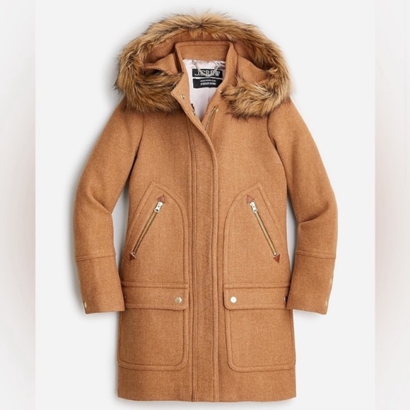 J Crew Coat Chateau Parka Italian Stadium Cloth Nello Gori in Tan - Picture 2 of 9